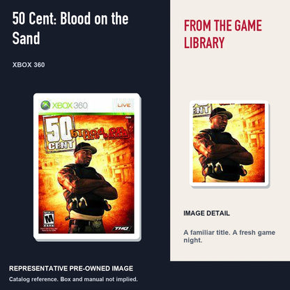 Representative pre-owned 50 Cent: Blood on the Sand (Xbox 360), editorial image and detail.