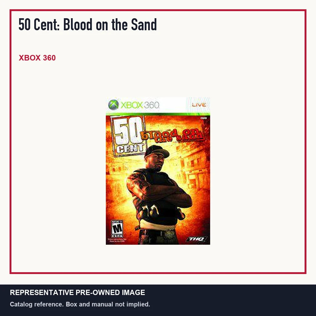 Representative pre-owned 50 Cent: Blood on the Sand (Xbox 360), minimal product layout.