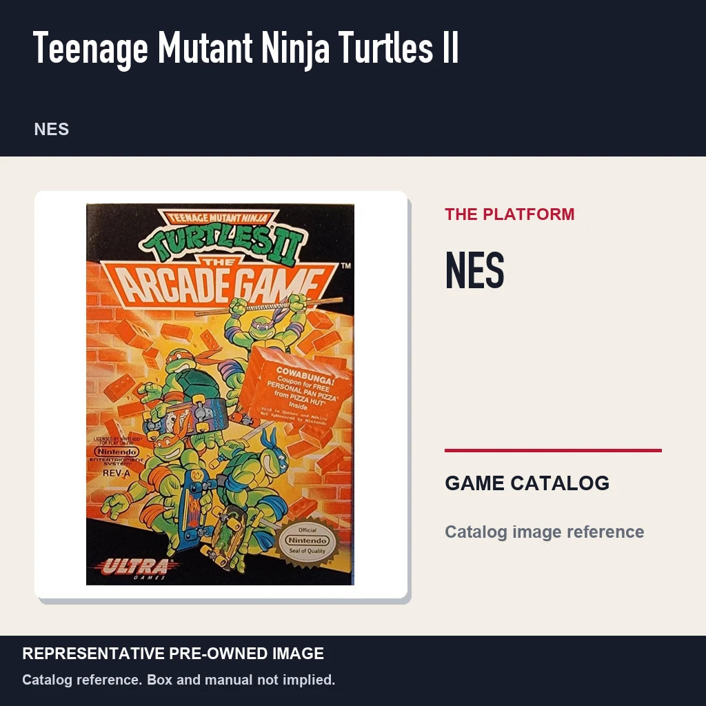 Representative pre-owned Teenage Mutant Ninja Turtles II (NES), platform product layout.