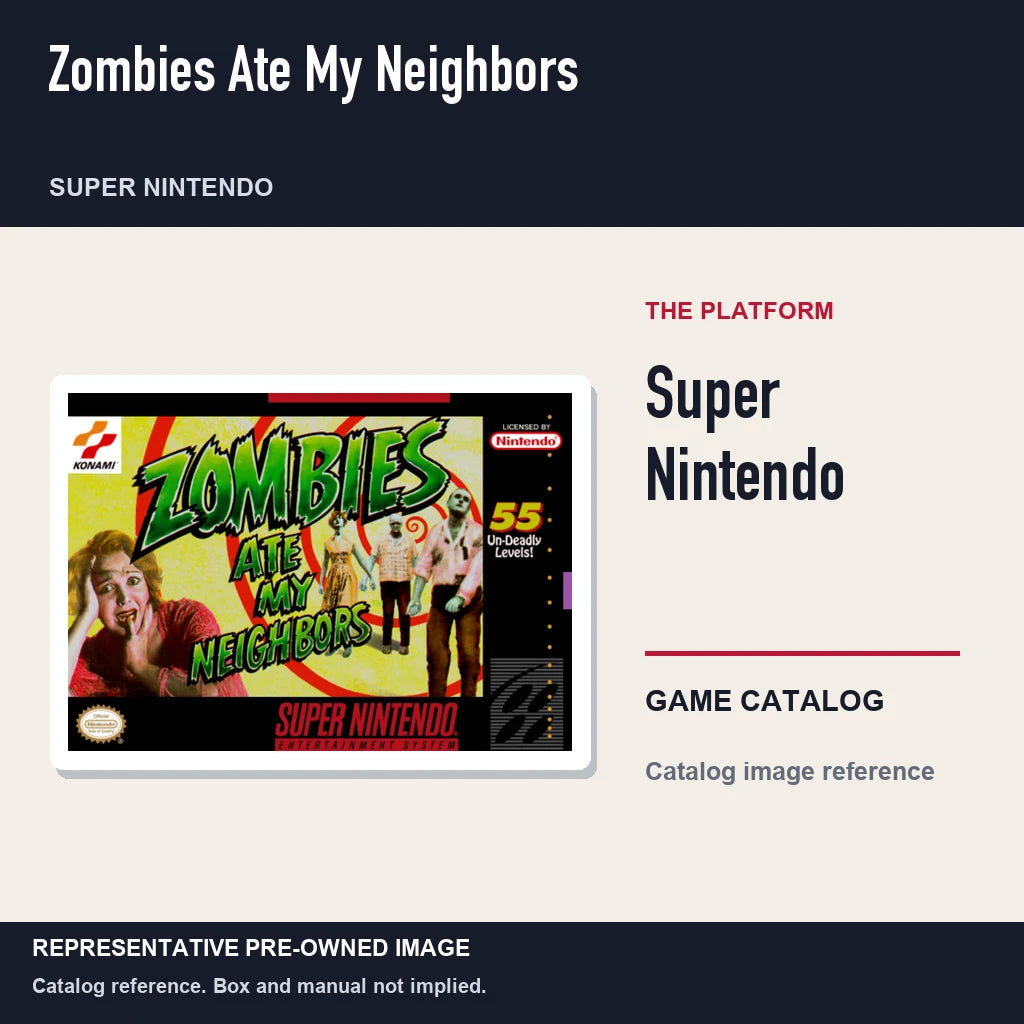 Representative pre-owned Zombies Ate My Neighbors (Super Nintendo), platform product layout.