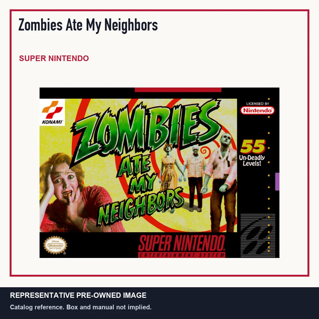 Representative pre-owned Zombies Ate My Neighbors (Super Nintendo), minimal product layout.