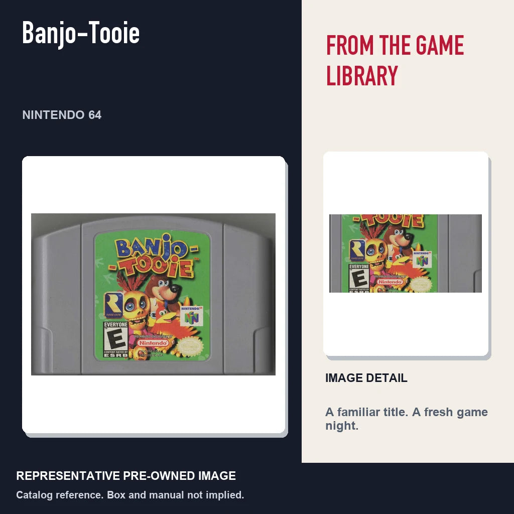 Representative pre-owned Banjo-Tooie (Nintendo 64), editorial image and detail.