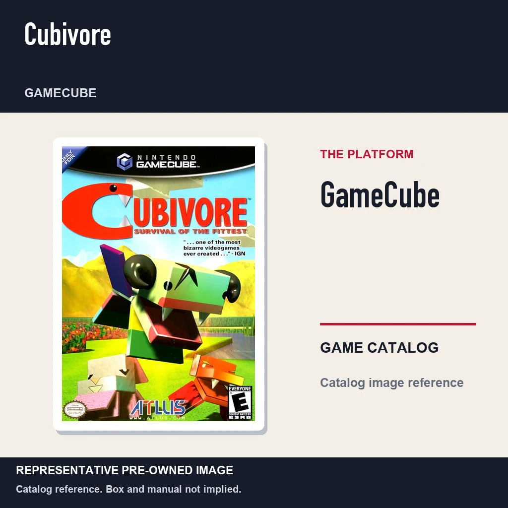 Representative pre-owned Cubivore (GameCube), platform product layout.