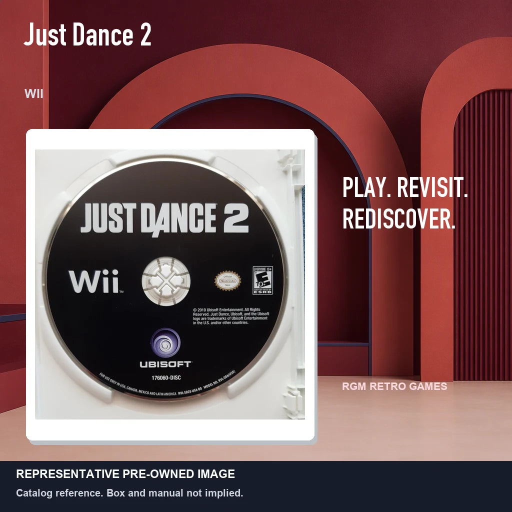 Representative pre-owned Just Dance 2 (Wii), red retro product layout.