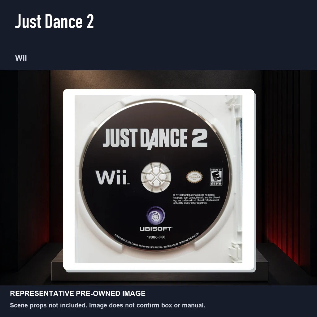 Representative pre-owned Just Dance 2 (Wii), product image on a display panel.