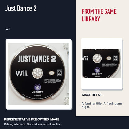 Representative pre-owned Just Dance 2 (Wii), editorial image and detail.