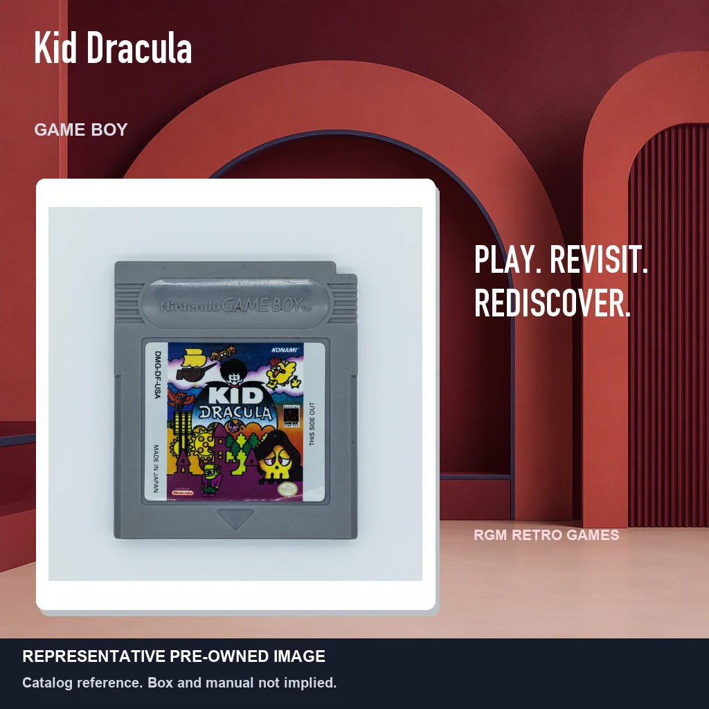 Representative pre-owned Kid Dracula (Game Boy), red retro product layout.