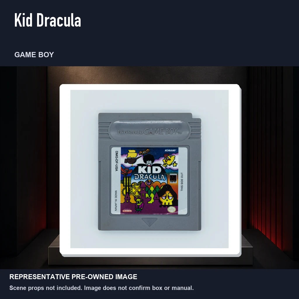 Representative pre-owned Kid Dracula (Game Boy), product image on a display panel.