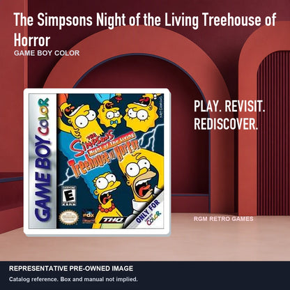 Representative pre-owned The Simpsons Night of the Living Treehouse of Horror (Game Boy Color), red retro product layout.