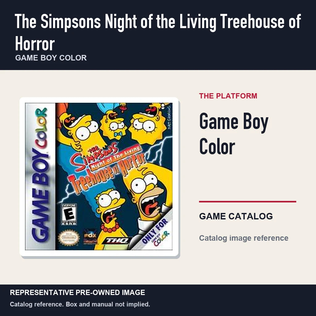 Representative pre-owned The Simpsons Night of the Living Treehouse of Horror (Game Boy Color), platform product layout.