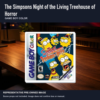 Representative pre-owned The Simpsons Night of the Living Treehouse… (Game Boy Color), product image in a styled desk scene.