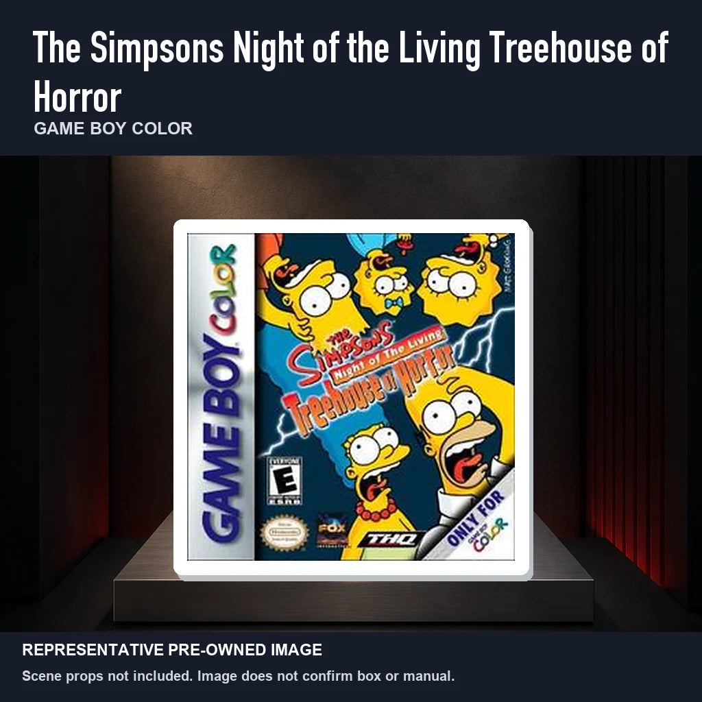 Representative pre-owned The Simpsons Night of the Living Treehouse of… (Game Boy Color), product image on a display panel.