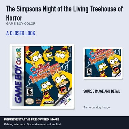Representative pre-owned The Simpsons Night of the Living Treehouse of Horr… (Game Boy Color), full image with detail inset.