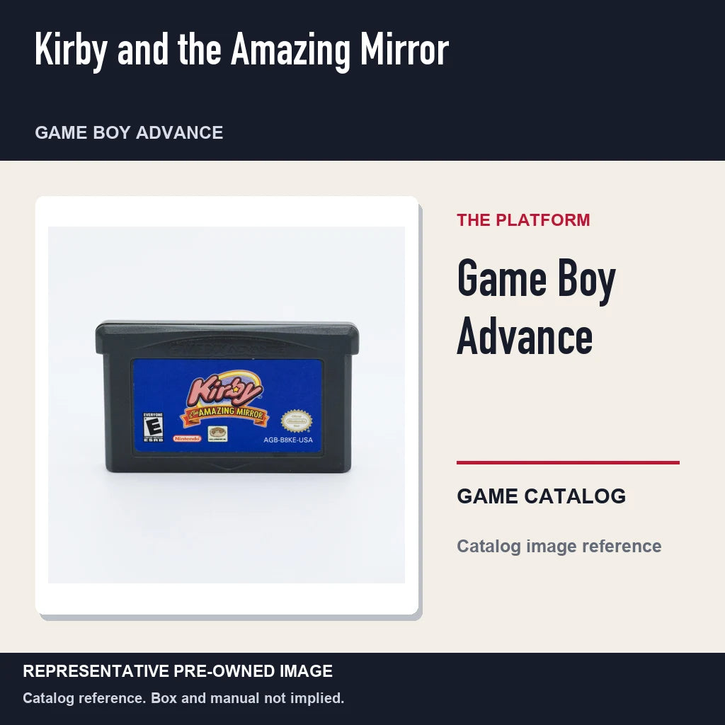 Representative pre-owned Kirby and the Amazing Mirror (Game Boy Advance), platform product layout.