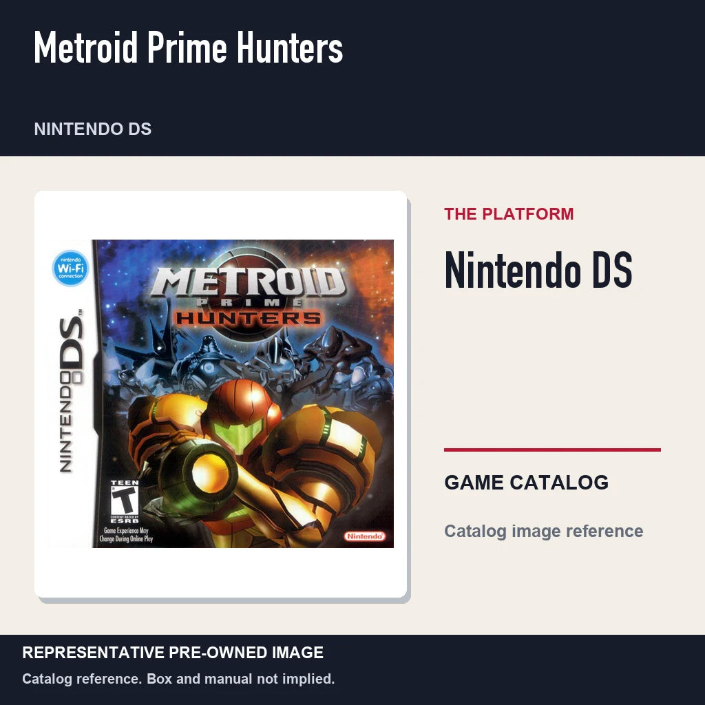 Representative pre-owned Metroid Prime Hunters (Nintendo DS), platform product layout.