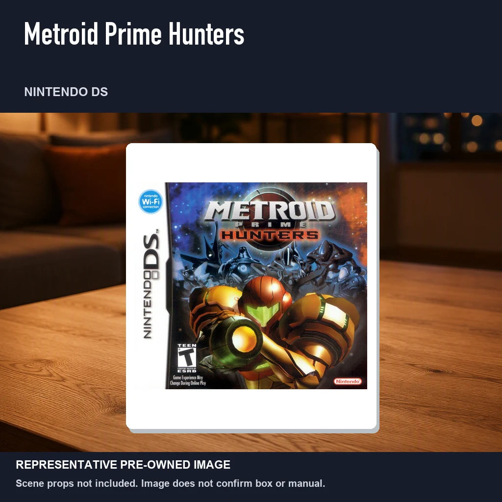 Representative pre-owned Metroid Prime Hunters (Nintendo DS), product image in a styled room scene.