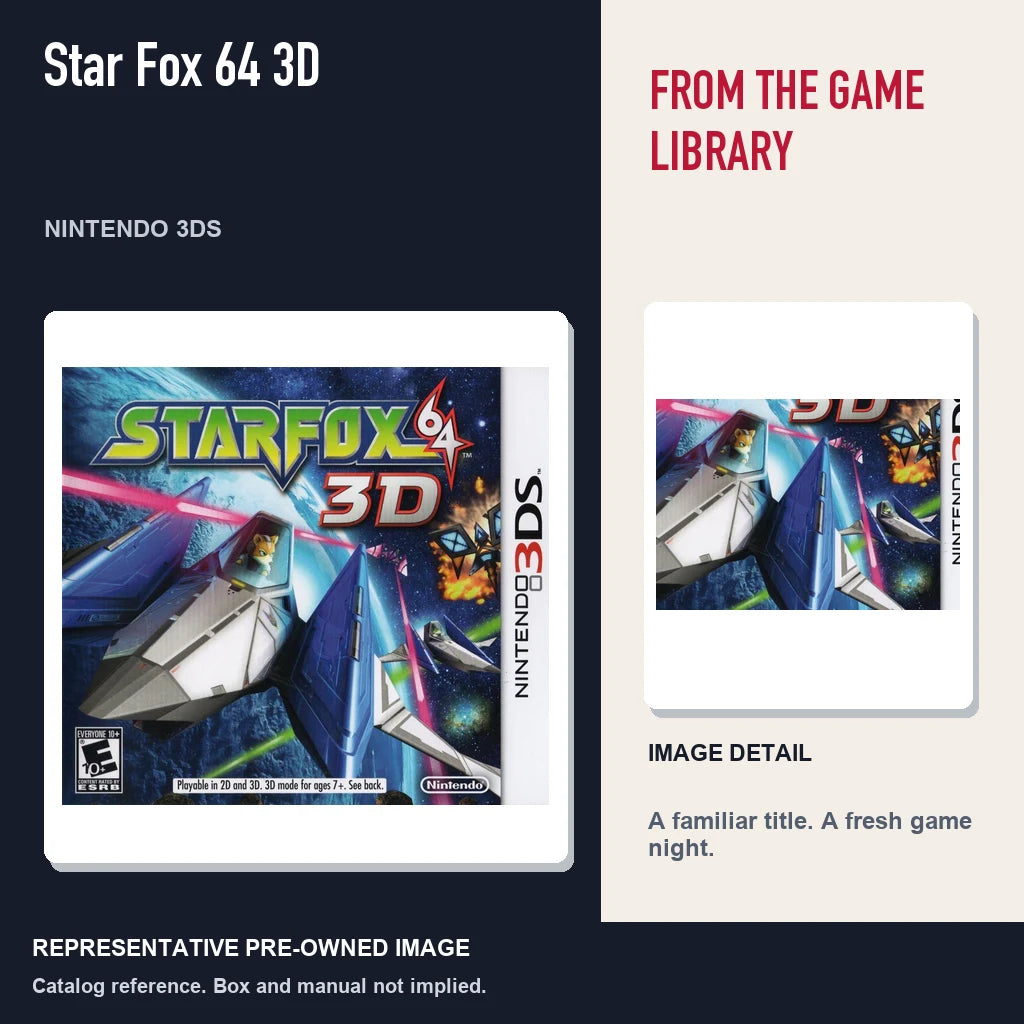 Representative pre-owned Star Fox 64 3D (Nintendo 3DS), editorial image and detail.