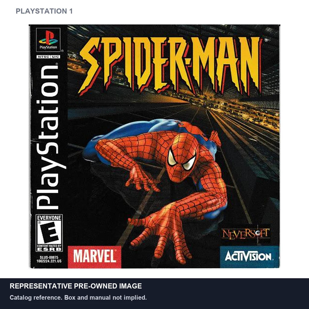Representative pre-owned Spiderman (PlayStation 1), white product reference.