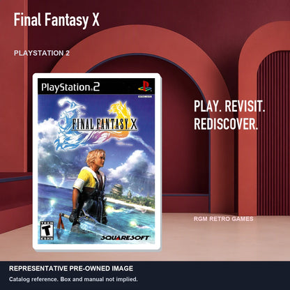Representative pre-owned Final Fantasy X (PlayStation 2), red retro product layout.