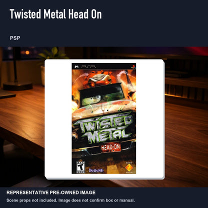 Representative pre-owned Twisted Metal Head On (PSP), product image in a styled desk scene.