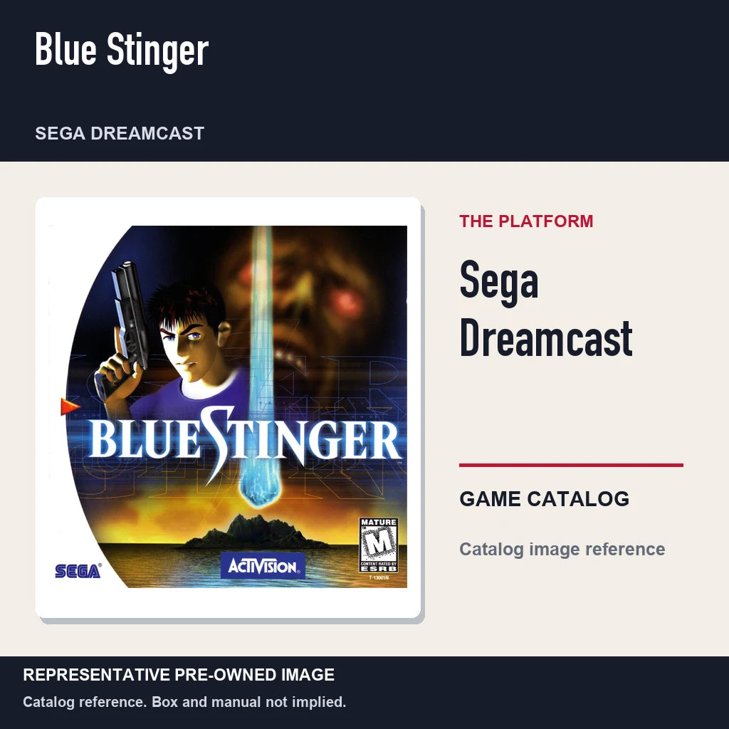 Representative pre-owned Blue Stinger (Sega Dreamcast), platform product layout.