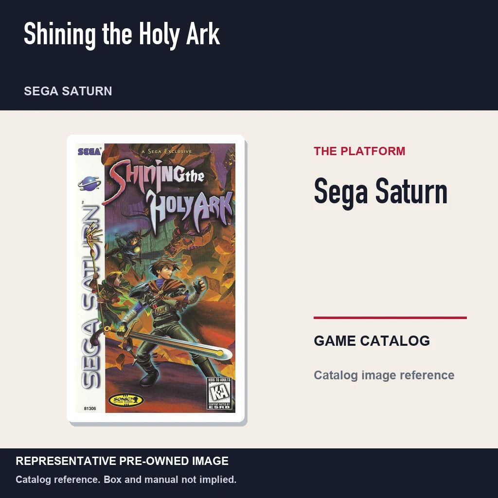 Representative pre-owned Shining the Holy Ark (Sega Saturn), platform product layout.