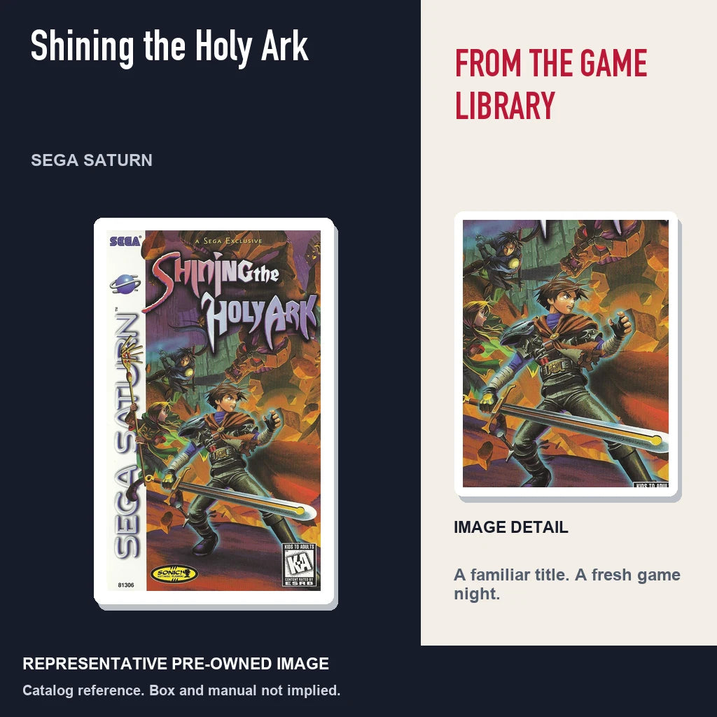 Representative pre-owned Shining the Holy Ark (Sega Saturn), editorial image and detail.