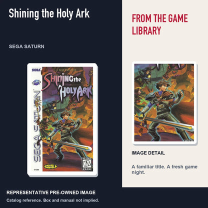 Representative pre-owned Shining the Holy Ark (Sega Saturn), editorial image and detail.