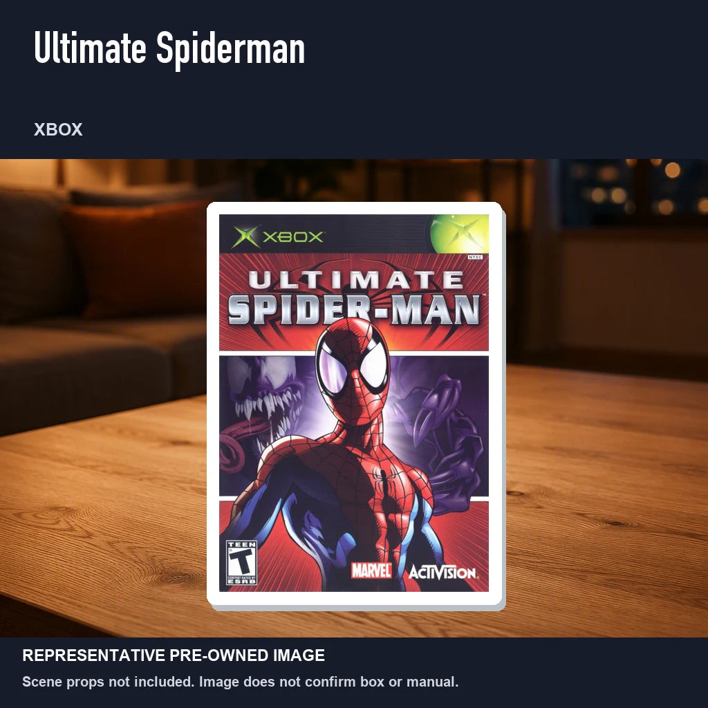 Representative pre-owned Ultimate Spiderman (Xbox), product image in a styled room scene.