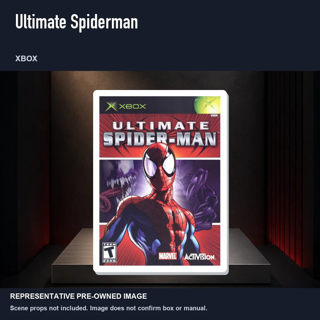 Representative pre-owned Ultimate Spiderman (Xbox), product image on a display panel.