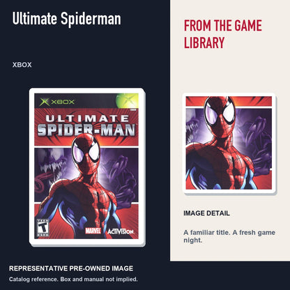 Representative pre-owned Ultimate Spiderman (Xbox), editorial image and detail.