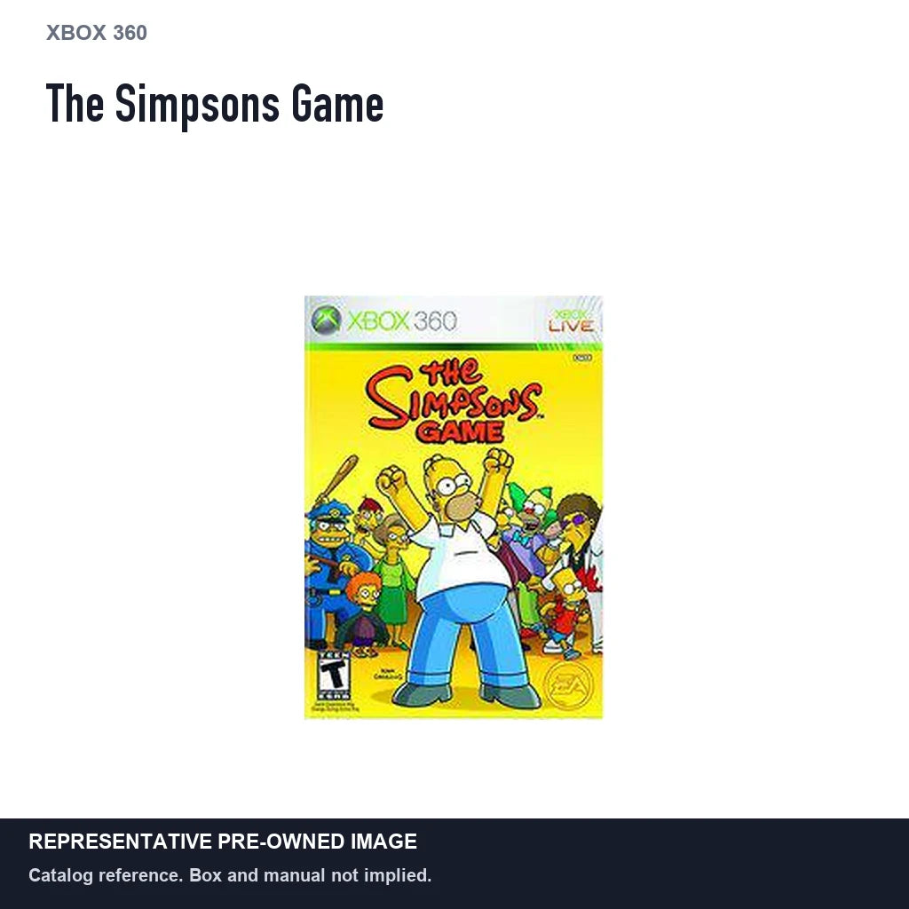 Representative pre-owned The Simpsons Game (Xbox 360), white product reference.