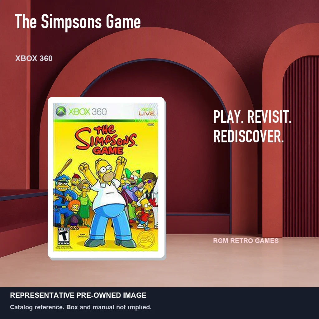 Representative pre-owned The Simpsons Game (Xbox 360), red retro product layout.
