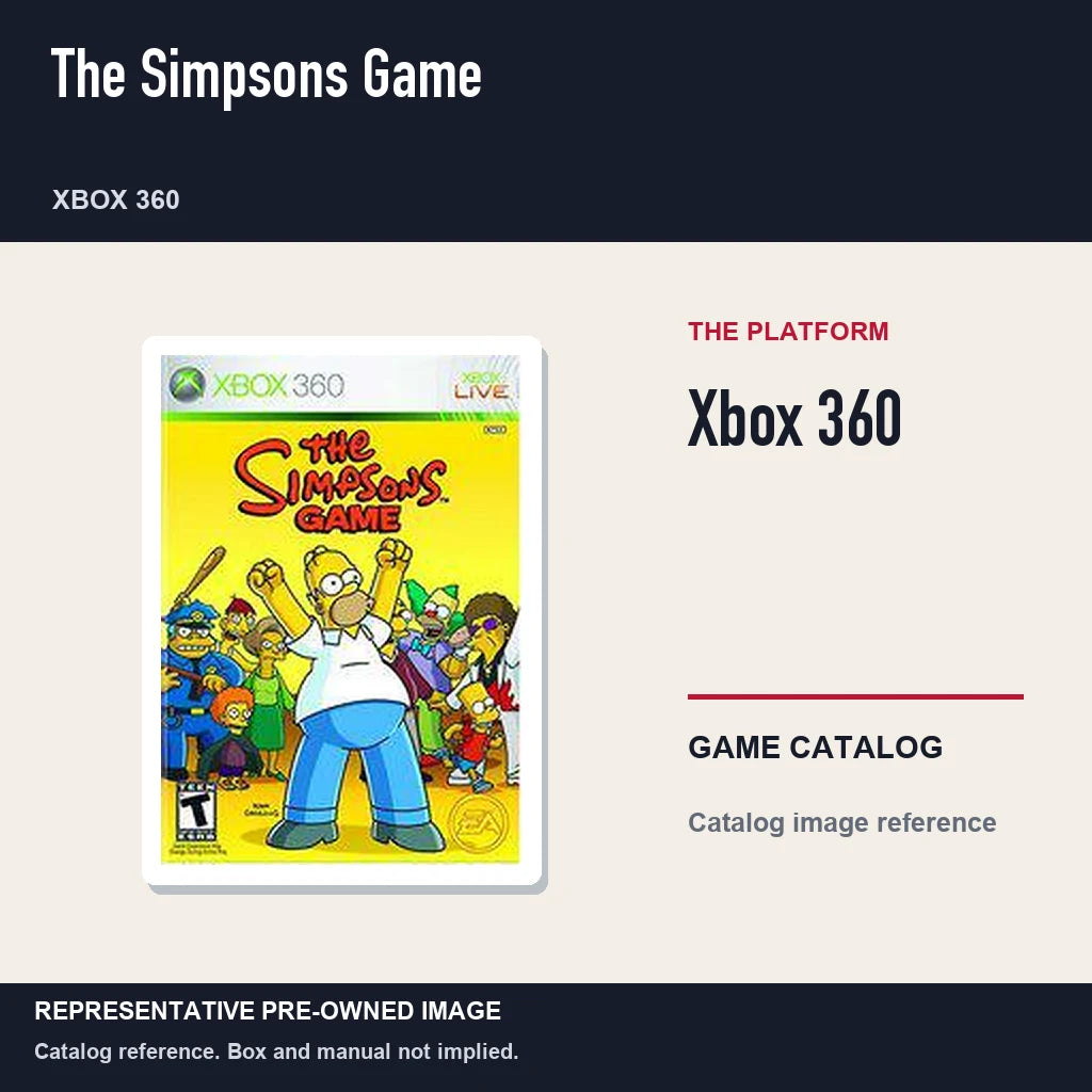 Representative pre-owned The Simpsons Game (Xbox 360), platform product layout.