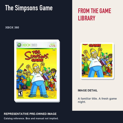 Representative pre-owned The Simpsons Game (Xbox 360), editorial image and detail.