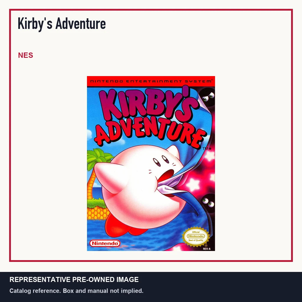 Representative pre-owned Kirby's Adventure (NES), minimal product layout.
