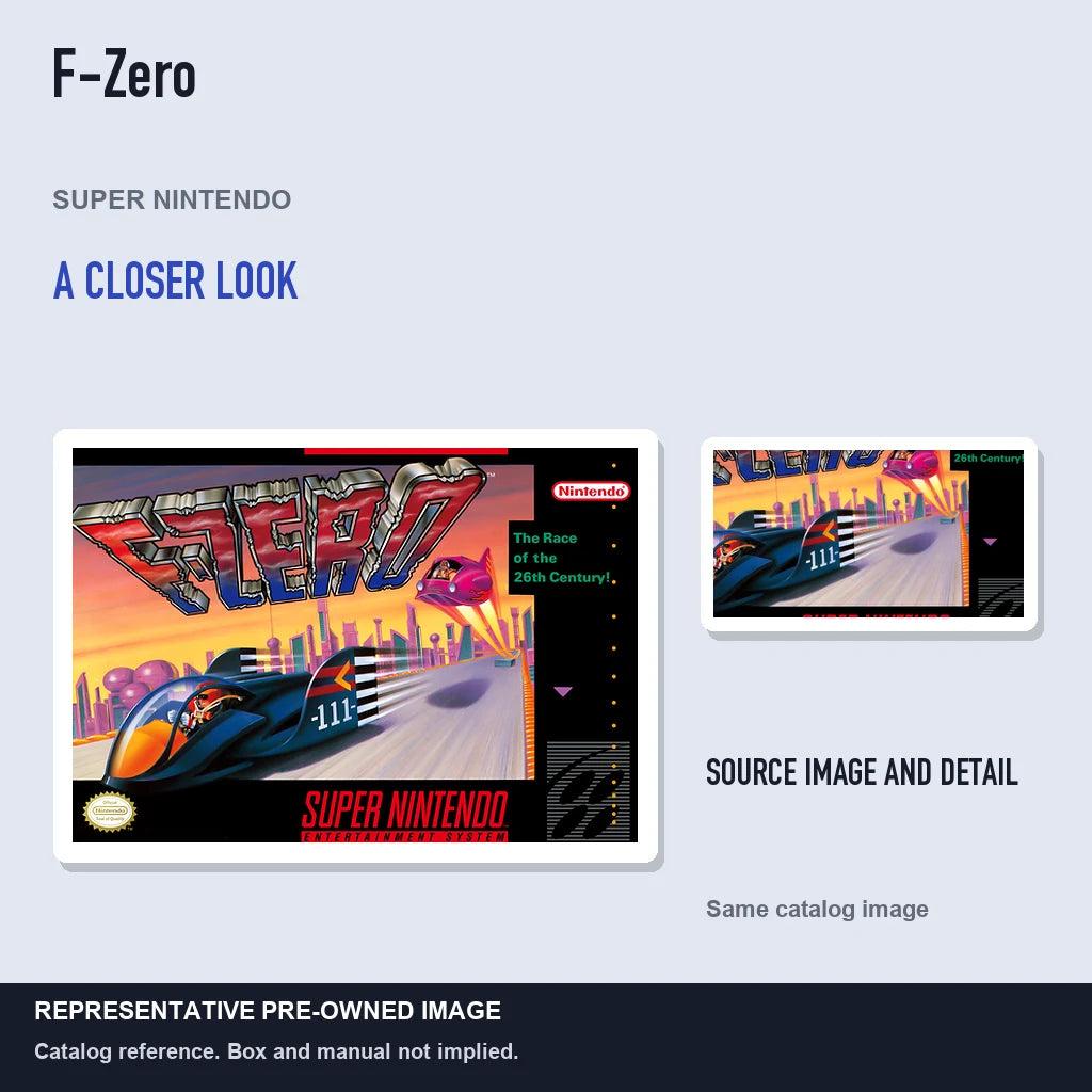 Representative pre-owned F-Zero (Super Nintendo), full image with detail inset.