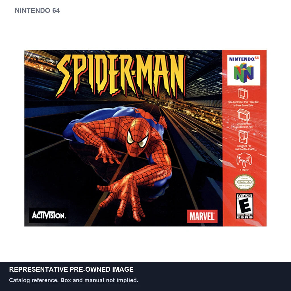 Representative pre-owned Spiderman (Nintendo 64), white product reference.