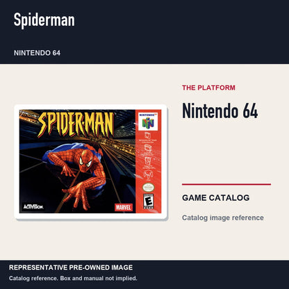 Representative pre-owned Spiderman (Nintendo 64), platform product layout.