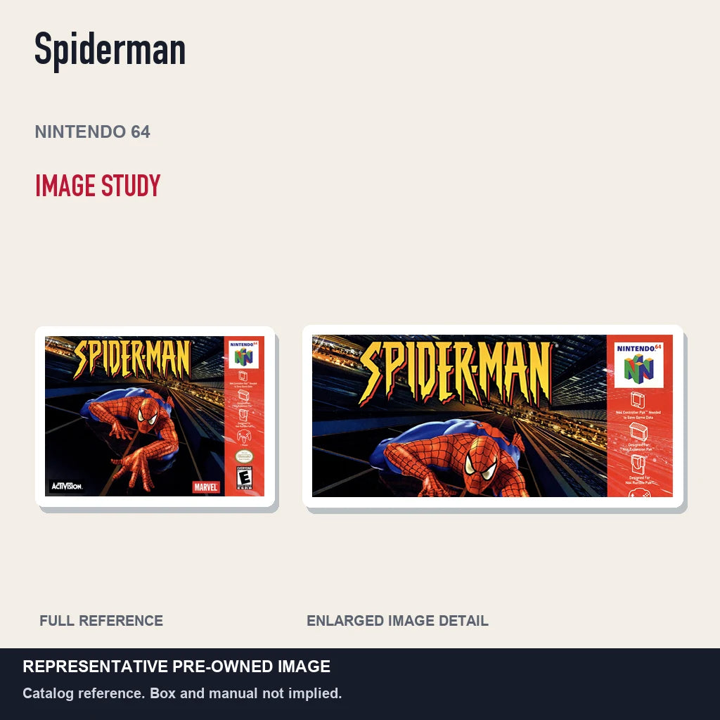 Representative pre-owned Spiderman (Nintendo 64), full image and detail.
