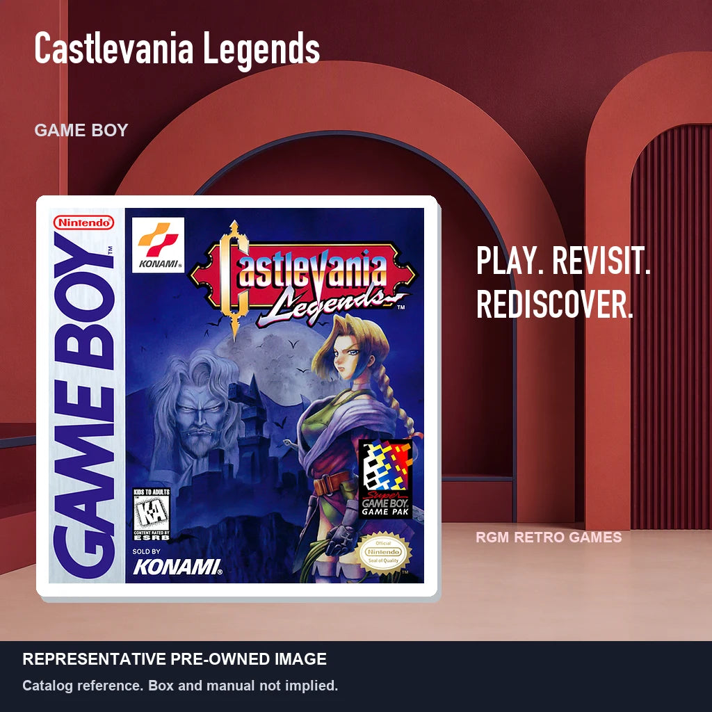 Representative pre-owned Castlevania Legends (Game Boy), red retro product layout.