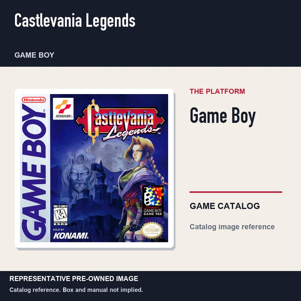 Representative pre-owned Castlevania Legends (Game Boy), platform product layout.
