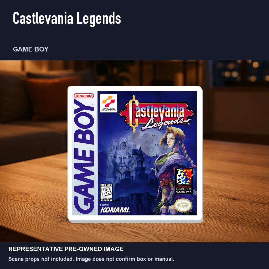 Representative pre-owned Castlevania Legends (Game Boy), product image in a styled room scene.