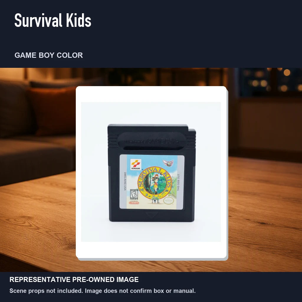 Representative pre-owned Survival Kids (Game Boy Color), product image in a styled room scene.