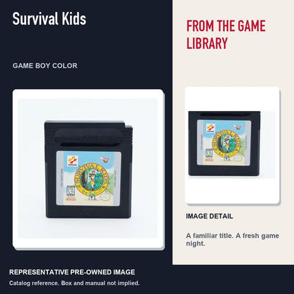 Representative pre-owned Survival Kids (Game Boy Color), editorial image and detail.