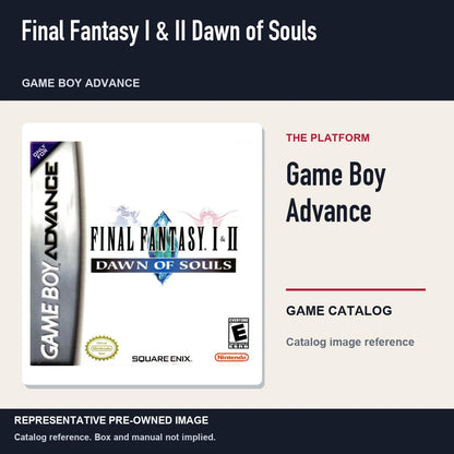 Representative pre-owned Final Fantasy I & II Dawn of Souls (Game Boy Advance), platform product layout.
