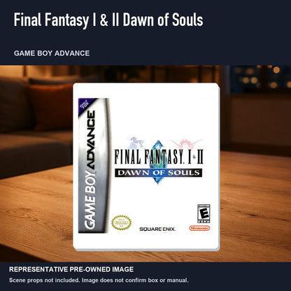 Representative pre-owned Final Fantasy I & II Dawn of Souls (Game Boy Advance), product image in a styled room scene.