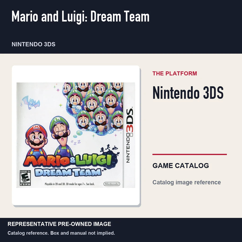 Representative pre-owned Mario and Luigi: Dream Team (Nintendo 3DS), platform product layout.