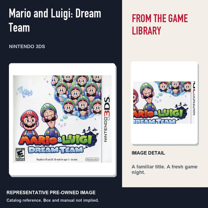 Representative pre-owned Mario and Luigi: Dream Team (Nintendo 3DS), editorial image and detail.