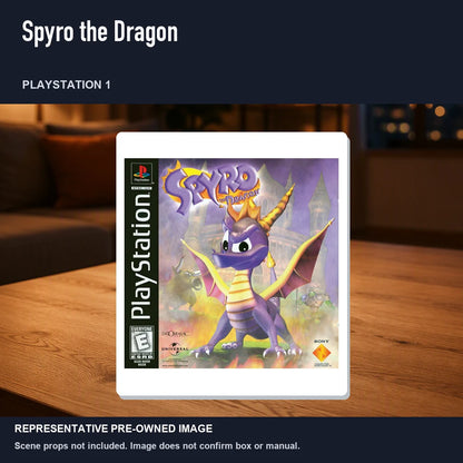 Representative pre-owned Spyro the Dragon (PlayStation 1), product image in a styled room scene.